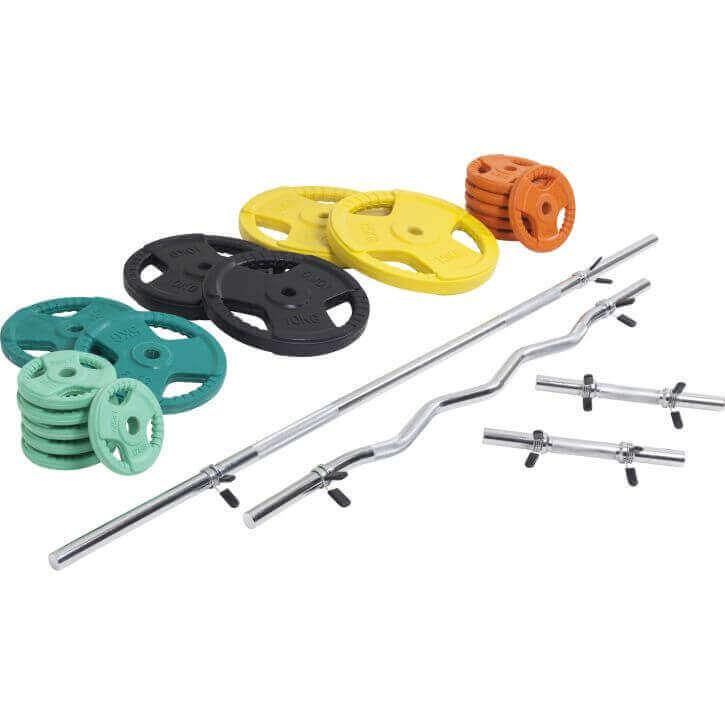 Set de Barra y Discos de Pesas de Goma con Triple Agarre - 108 kg - Image 13