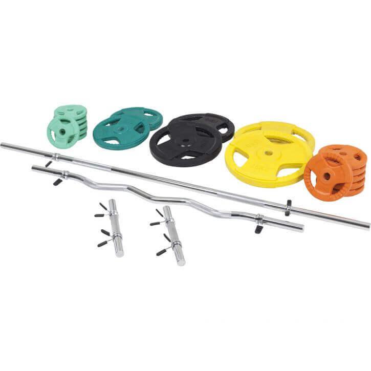 Set de Barra y Discos de Pesas de Goma con Triple Agarre - 108 kg - Image 14