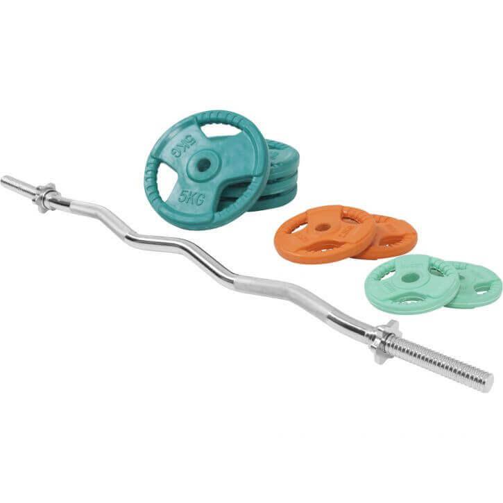 Set de Curl Z y Discos de Pesas de Goma con Triple Agarre - 35 kg - Image 5