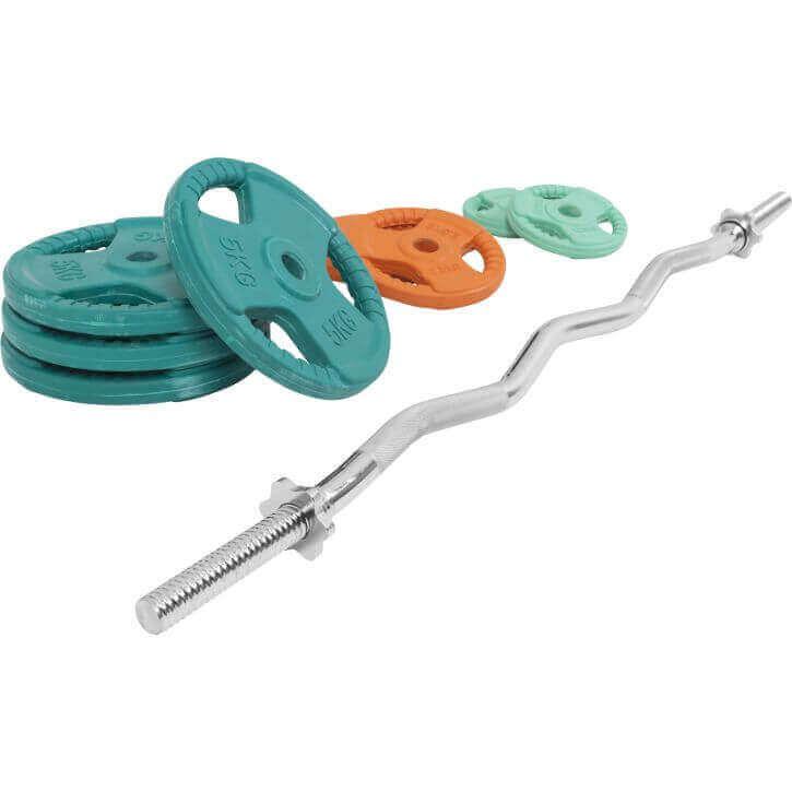 Set de Curl Z y Discos de Pesas de Goma con Triple Agarre - 35 kg - Image 6
