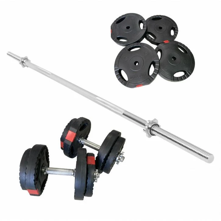 Set de Barra Larga y Discos de Pesas de Plástico con Triple Agarre 60 - 130 kg - Image 4