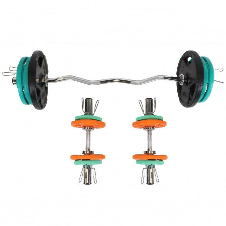 Set de Curl Z y Discos de Pesas Olímpicos de Goma con Triple Agarre - 75 kg - Image 5