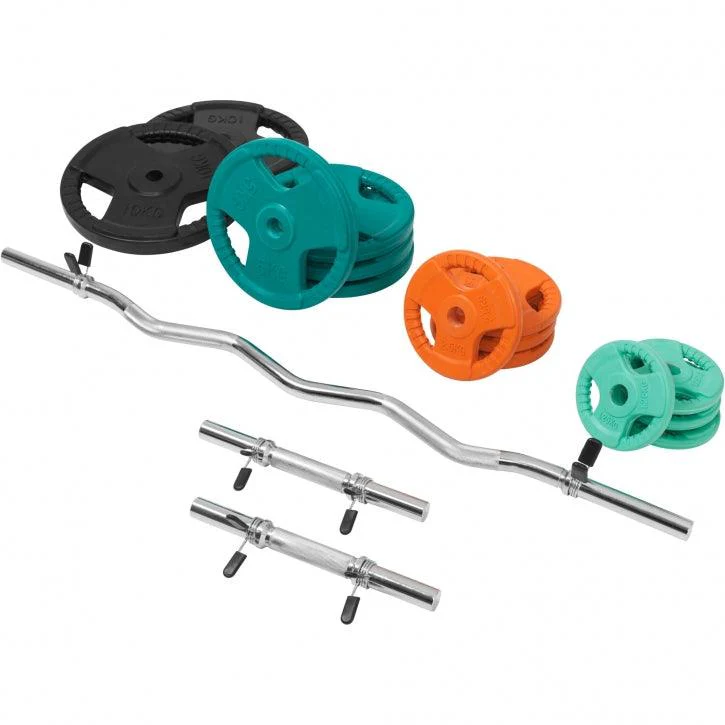 Set de Curl Z y Discos de Pesas de Goma con Triple Agarre - 70 kg - Image 12