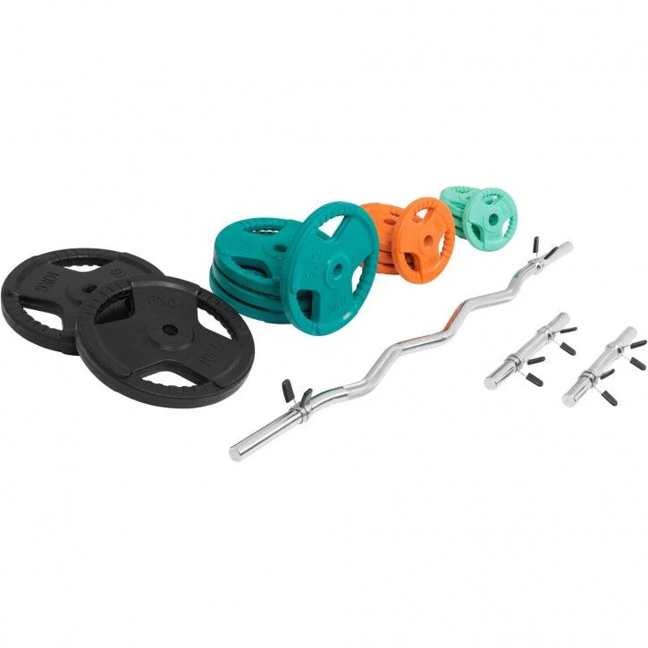 Set de Curl Z y Discos de Pesas de Goma con Triple Agarre - 70 kg - Image 13
