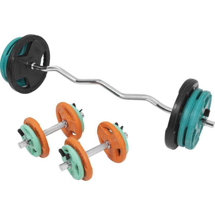 Set de Curl Z y Discos de Pesas de Goma con Triple Agarre - 70 kg - Image 2