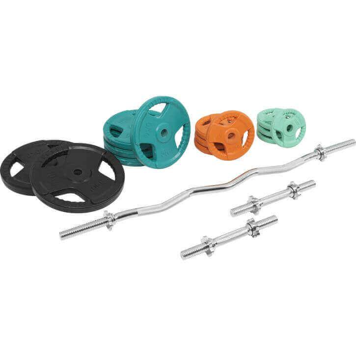 Set de Curl Z y Discos de Pesas de Goma con Triple Agarre - 70 kg - Image 4