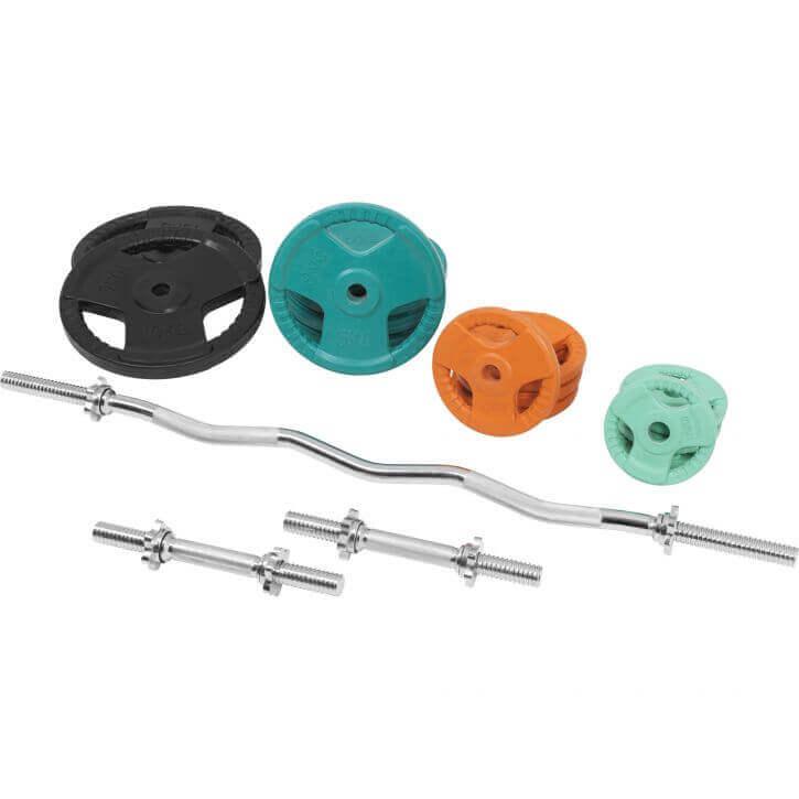 Set de Curl Z y Discos de Pesas de Goma con Triple Agarre - 70 kg - Image 5