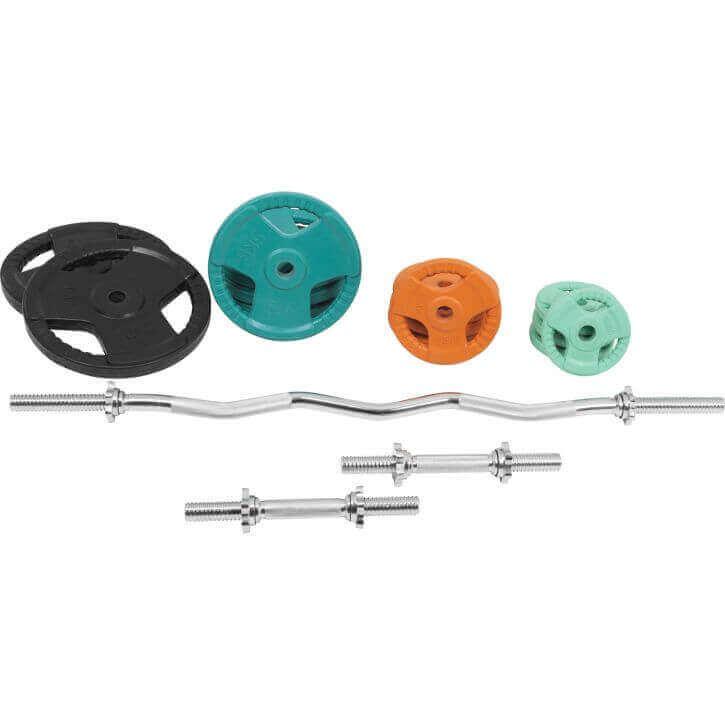 Set de Curl Z y Discos de Pesas de Goma con Triple Agarre - 70 kg - Image 6
