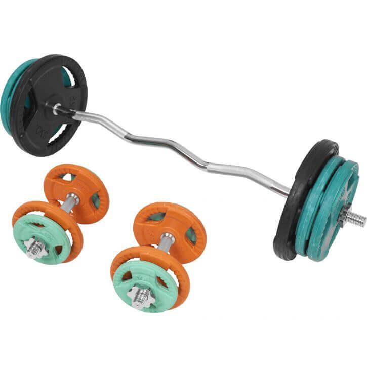 Set de Curl Z y Discos de Pesas de Goma con Triple Agarre - 70 kg - Image 7