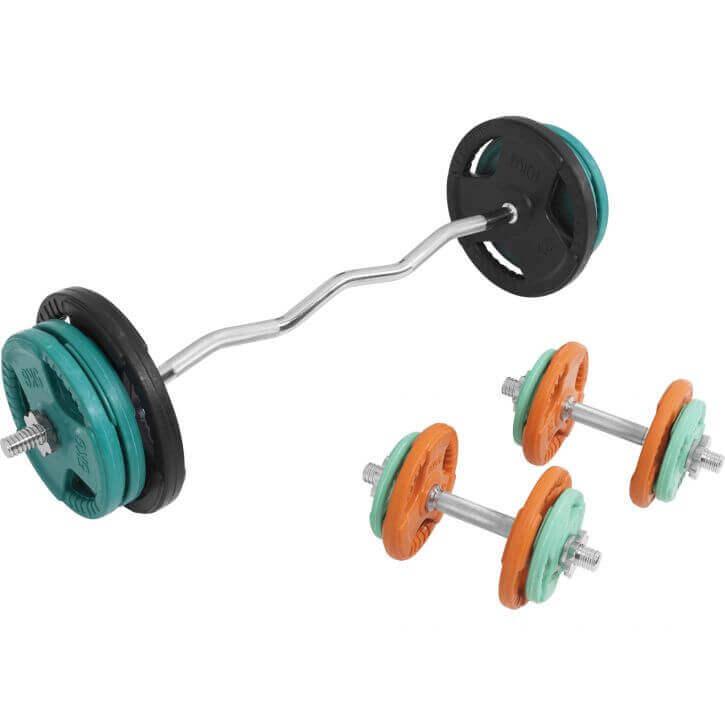 Set de Curl Z y Discos de Pesas de Goma con Triple Agarre - 70 kg - Image 8