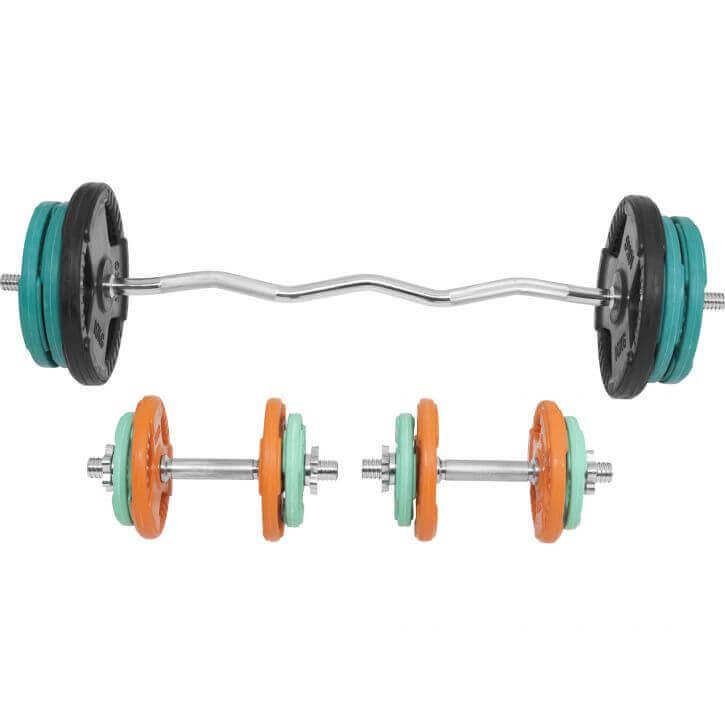 Set de Curl Z y Discos de Pesas de Goma con Triple Agarre - 70 kg - Image 9