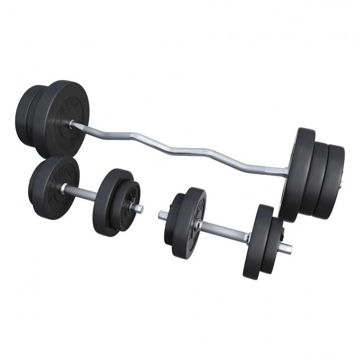 Set de Curl con Barra Z y Discos de Pesas 70 kg