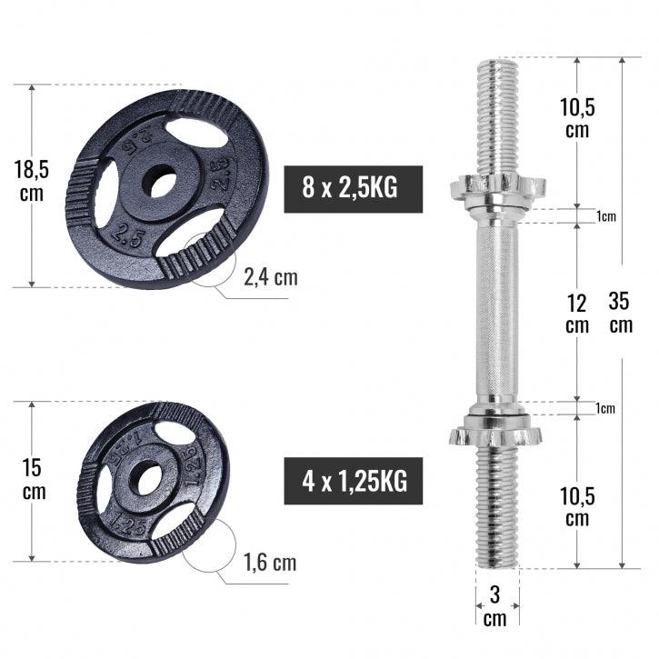 Set de Mancuernas y Discos de Pesas de Hierro Fundido con Triple Agarre - Image 14