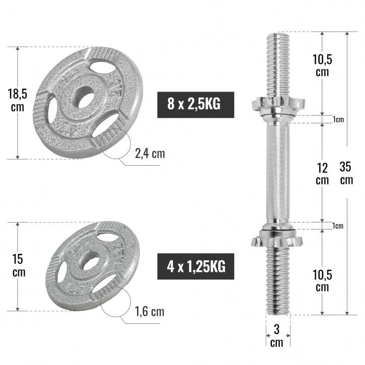 Set de Mancuernas y Discos de Pesas de Hierro Fundido con Triple Agarre - Image 8