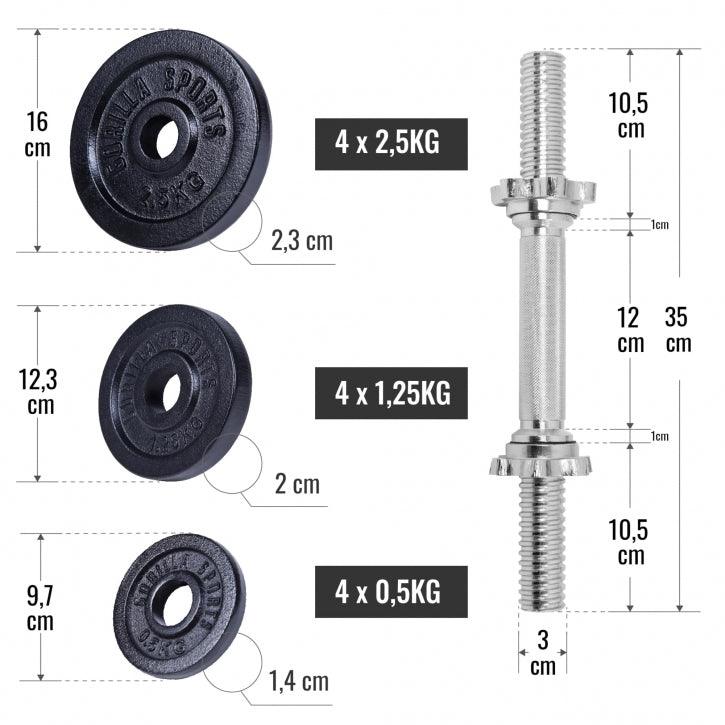 Set de Barra y Discos de Pesas de Hierro Fundido 2 en 1 - Image 12