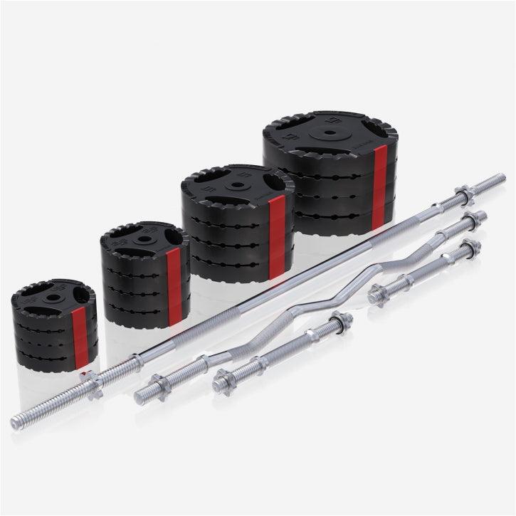 Banco con Soporte para Barra + Juego de Pesas de Plástico con Triple Agarre + Protector Suelo - Image 3