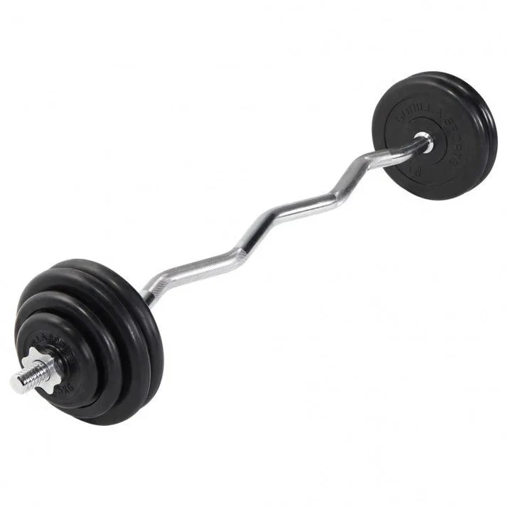 Set de Curl Z y Discos de Pesas de Goma - 35 kg